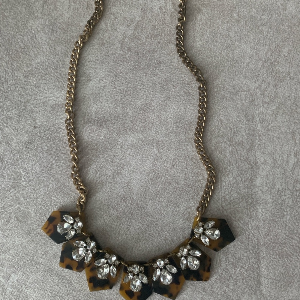 J.Crew Tortoise Shell Pattern And Rhinestone Neck… - image 6